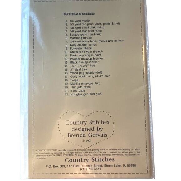 Country Stitches 155 Just Be Claus Pattern 18" Uncut Christmas Holiday Home - Picture 4 of 5